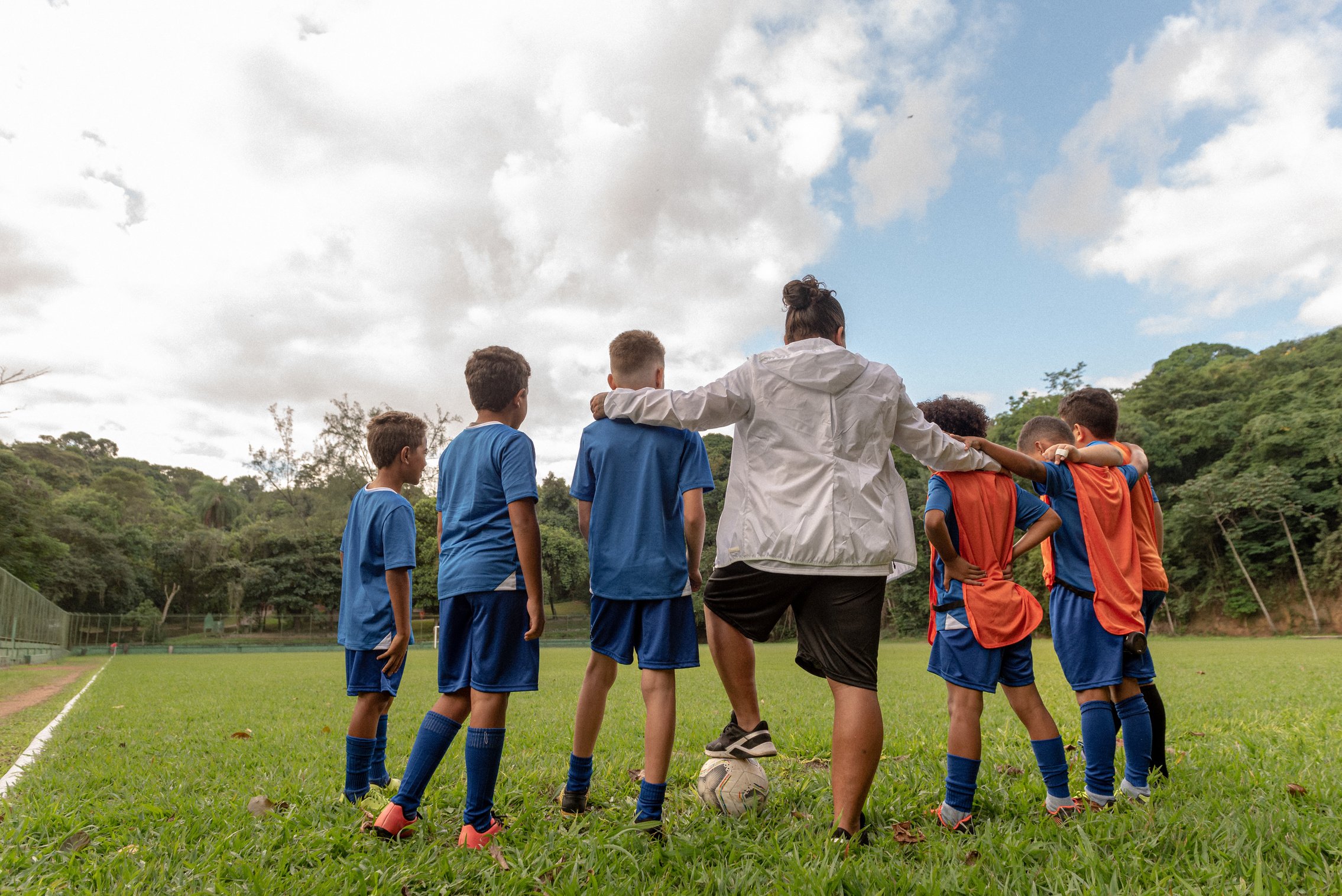 Sports Coach Female Coach Training Soccer Team